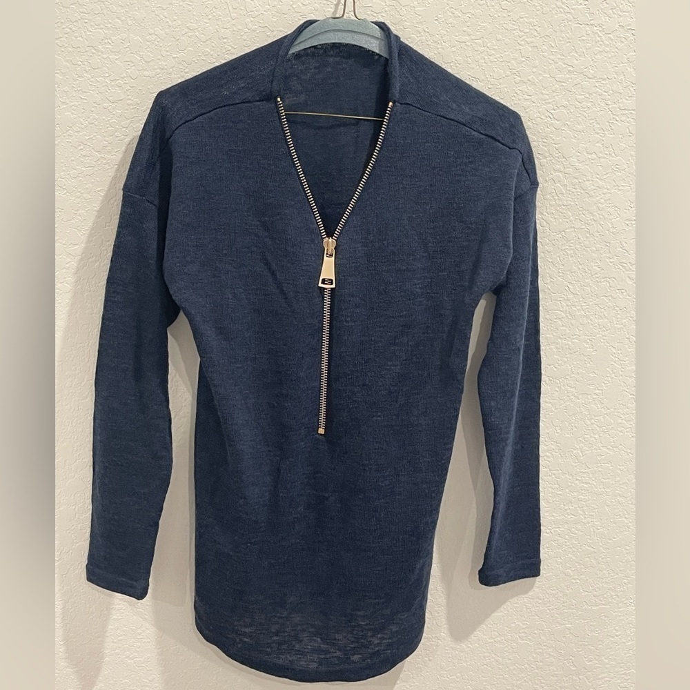Soft Surroundings Blue Zip Up Top Size Medium